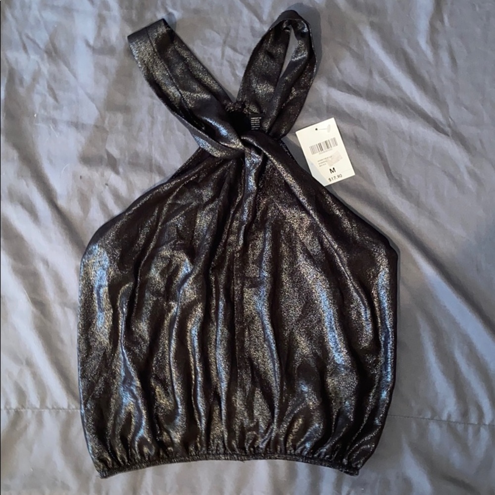 Forever21, gun metal, haltered, crop top